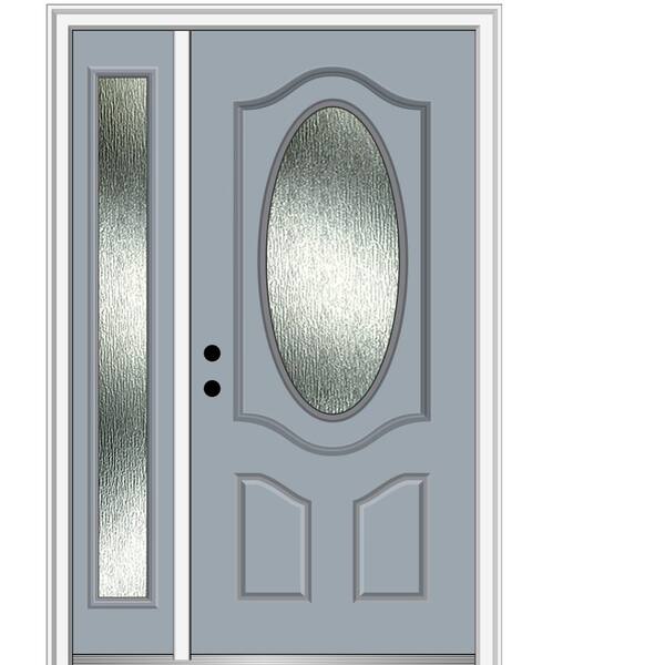 MMI Door 48 in. x 80 in. Right-Hand/Inswing Rain Glass Storm Cloud Fiberglass Prehung Front Door on 4-9/16 in. Frame