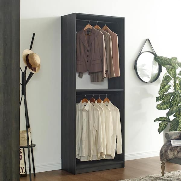 Klair Living Prosper 32 in. W Gray Tower Unit 1-Shelf 2 Rods Wood
