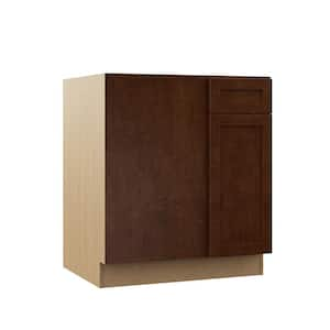 Designer Series Soleste Assembled 30x34.5x23.75 in. Blind LeftCorner Base Kitchen Cabinet in Spice