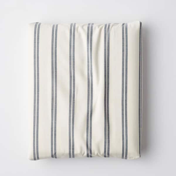 The Company Store Narrow Stripe Navy 200-Thread Count Cotton Percale King Fitted Sheet
