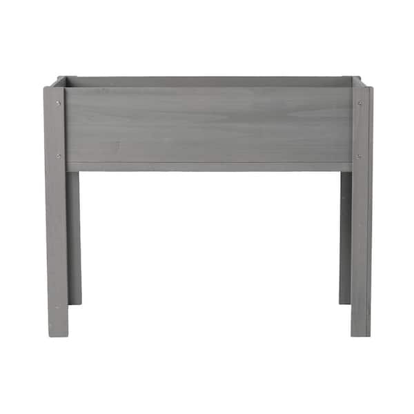40 in. L x 20 in. W x 31 in. H Elevated Wooden Planter Box, Gray Outdoor Raised Garden Bed with Legs and Liner