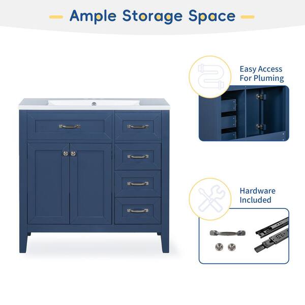 美品　Drawer 36 Amazon.com: JIVOIT Bathroom Vanity with Sink Top Combo Set