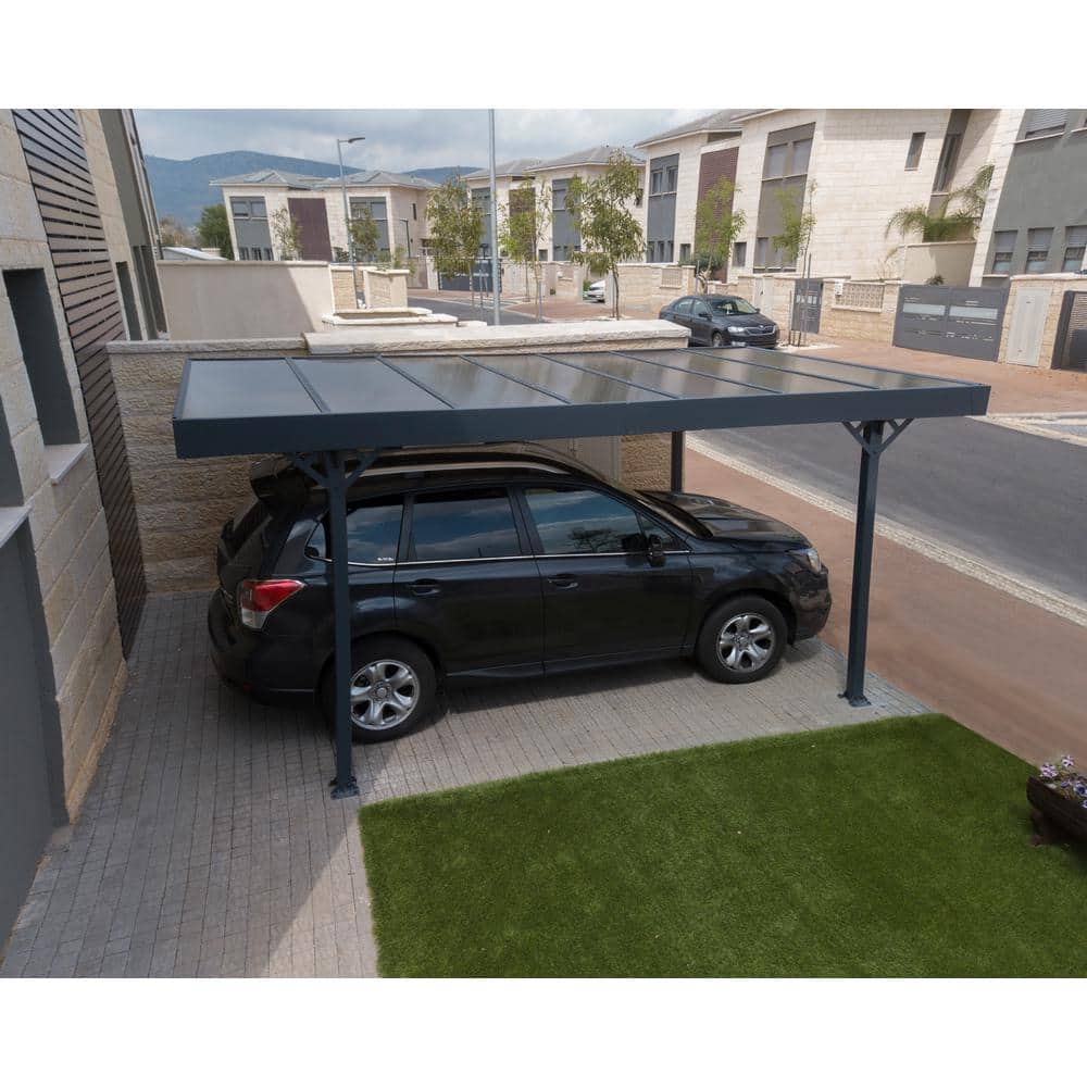 Gray 10' x 16' Aluminum and Polycarbonate Carport Kit