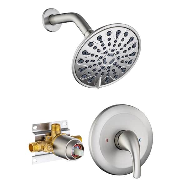 Staykiwi Single Handle 4-Spray Patterns Shower Faucet 2.5 GPM with Pressure Balance Anti Scald in Brushed Nickel