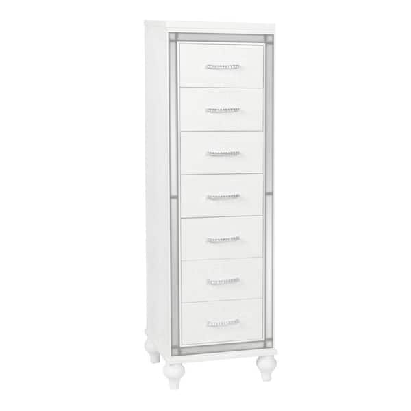 Benjara 16.73 in. White 7-Drawer Wooden Chest of Drawers