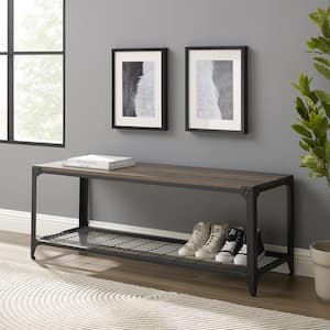 48 in. Grey Wash Industrial Angle Iron Entry Bench