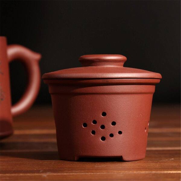 Wudkey 21 oz. Purple Clay Handmade Ceramic Tea Cup with Tea Strainer, Lid and Chinese Poem