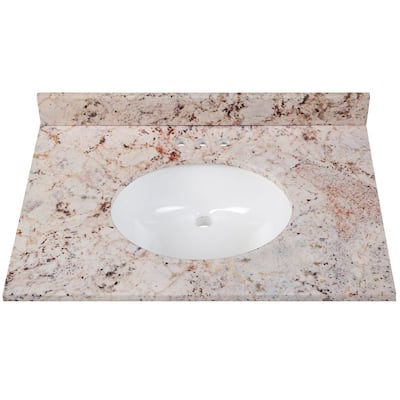 31 in. W x 22 in. D Stone Effects Vanity Top in Rustic Gold with White Sink