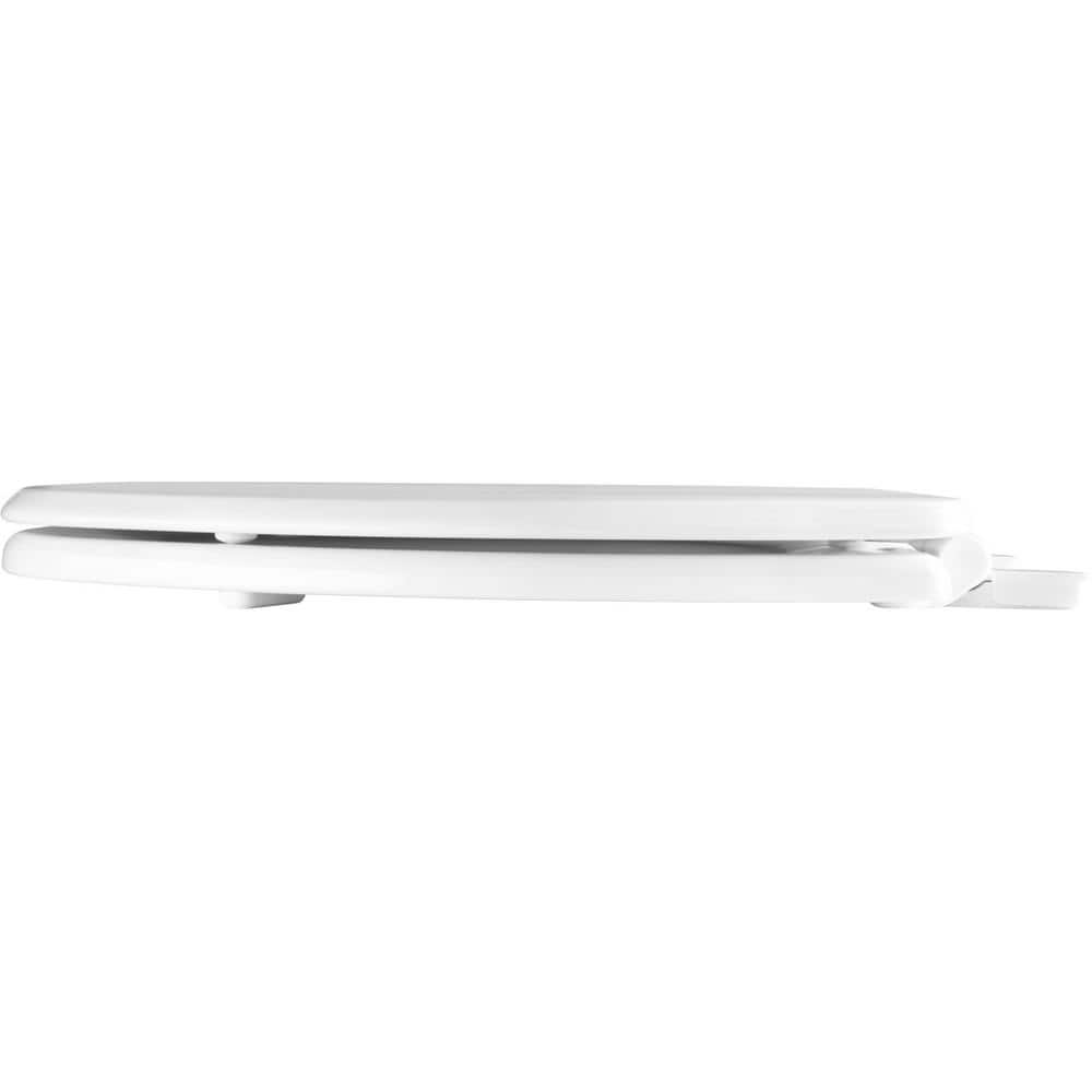 Cotton White Elongated Wood Toilet Seat with Slow Close