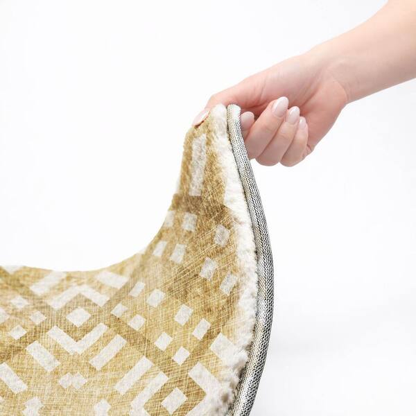 Dream Shag Premium Machine Washable Abstract ADS616 Gold 2 ft. x 3 ft. Accent Rug