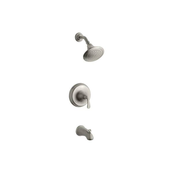 KOHLER Forte 1-Handle Tub and Shower Trim in Vibrant Brushed Nickel (Valve Not Included)