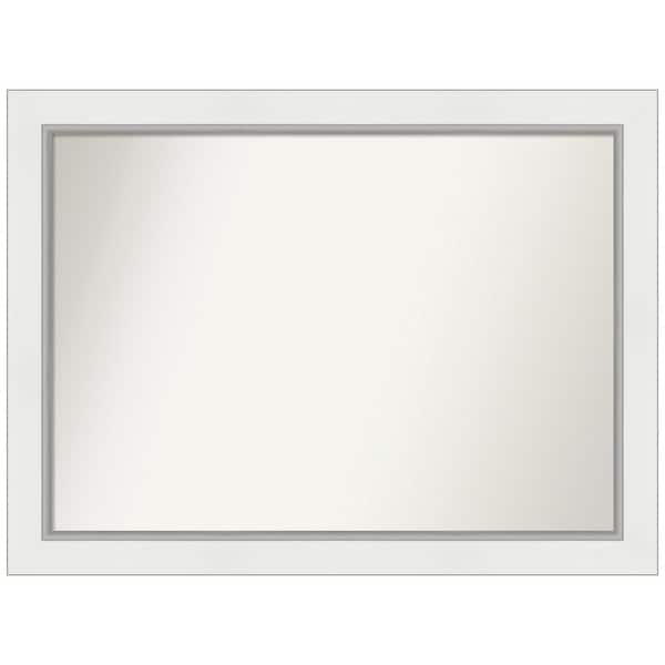 Amanti Art Eva White Silver 43.5 in. W x 32.5 in. H Rectangle Non-Beveled Framed Wall Mirror in White