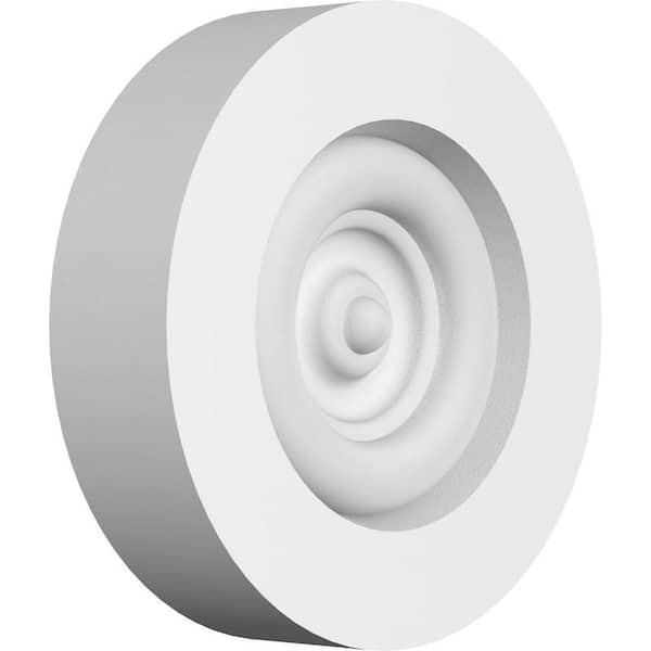 Ekena Millwork 3 in. W x 3 in. H x-3/4 in. P Standard Grayson Bullseye Rosette with Square Edge (4-Pack)