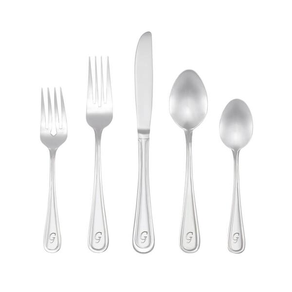 RiverRidge Home Marina Monogrammed Letter G 46-Piece Silver Stainless Steel Flatware Set (Service for 8)