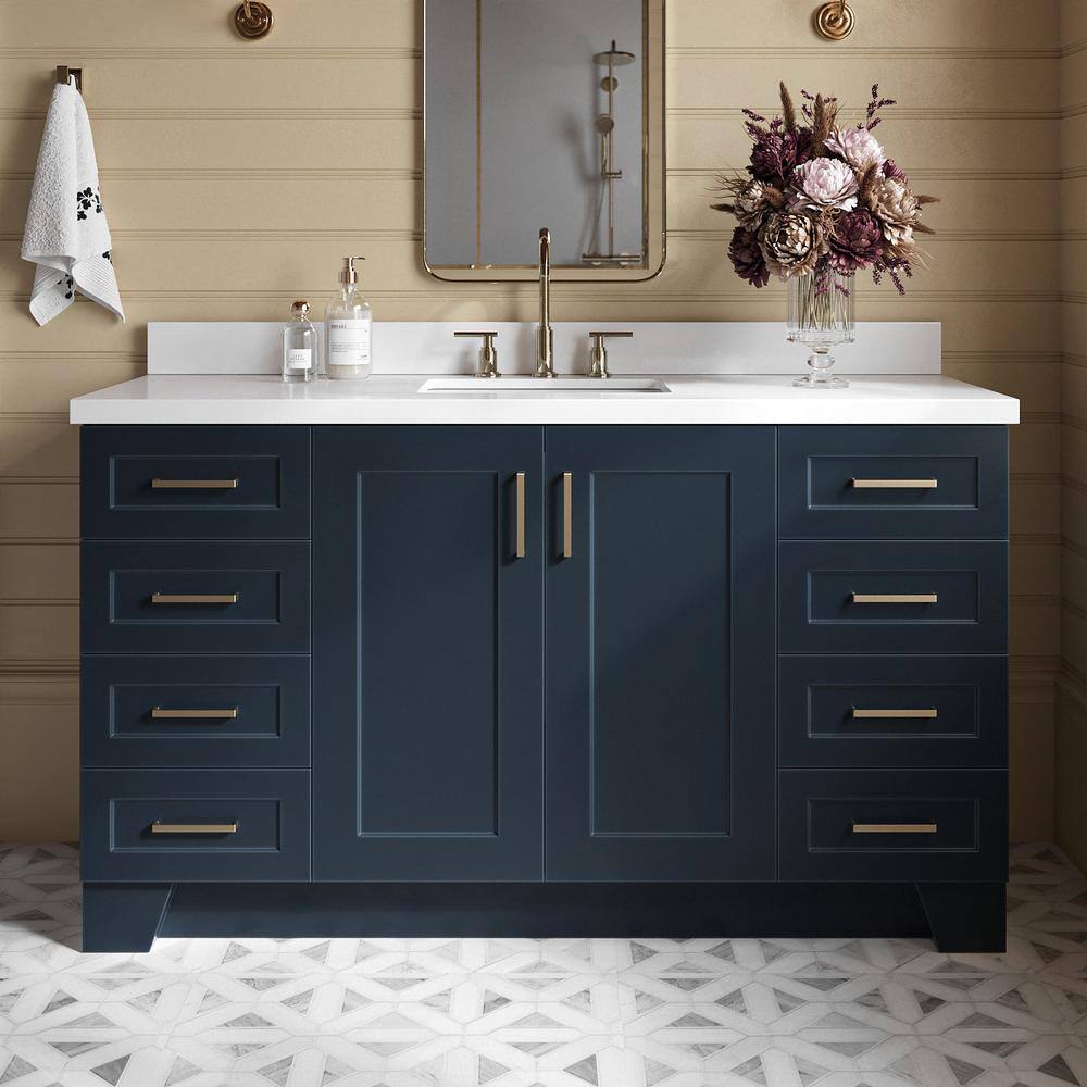 Taylor Midnight Blue Painted Freestanding Bathroom Vanity with Brass Hardware