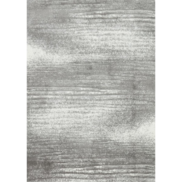 Pasargad Home Paris Shag Taupe Grey/Ivory 9 ft. x 12 ft. Abstract Area Rug