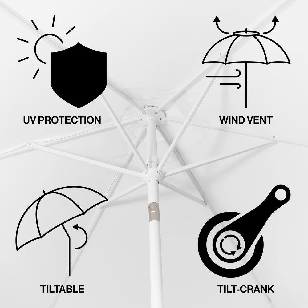 Collins 9 ft. White and Cream Aluminum Patio Umbrella with Tassels