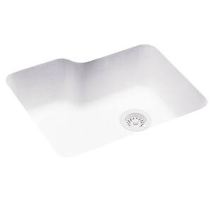 Undermount Solid Surface 25 in. 0-Hole Single Bowl Kitchen Sink in White