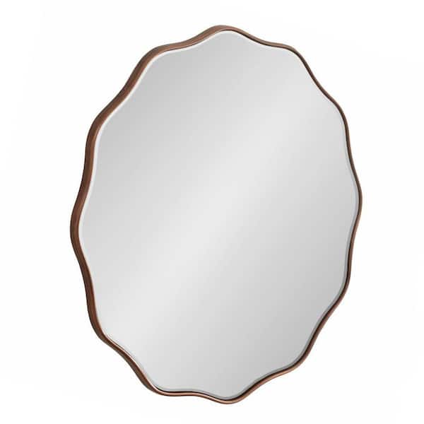 Kate and Laurel Viona Bronze 26 in. W x 26 in. H Modern Round Wood Wall Mirror