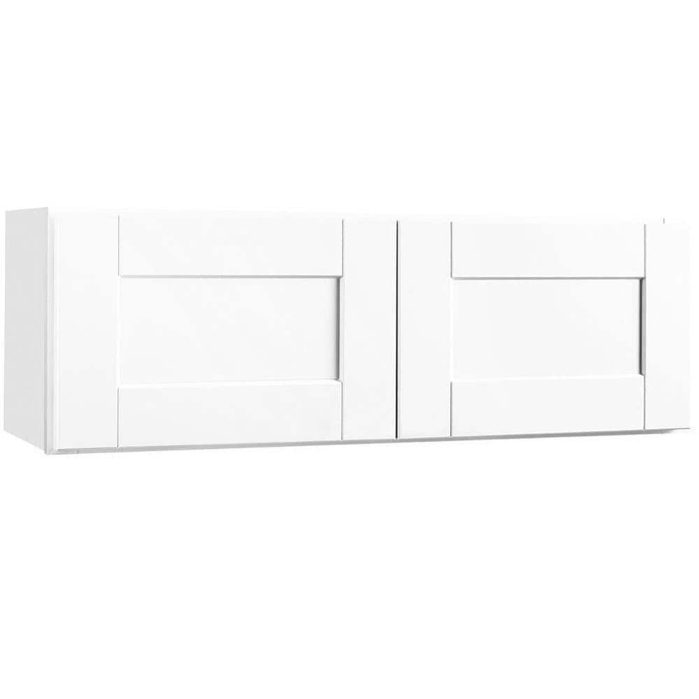 UPC 094803114200 product image for Hampton Bay Shaker Satin White Stock Assembled Wall Bridge Kitchen Cabinet (36 i | upcitemdb.com