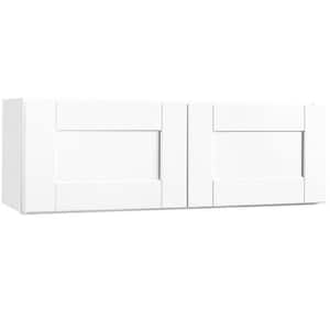 Shaker Satin White Stock Assembled Wall Bridge Kitchen Cabinet (36 in. x 12 in. x 12 in.)