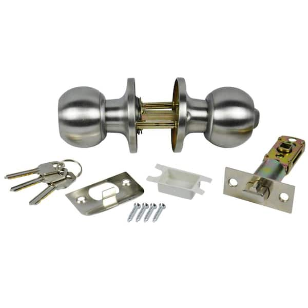 DANCO Entrance Keyed Door Knob Lock Set for Mobile Homes in Brushed Nickel