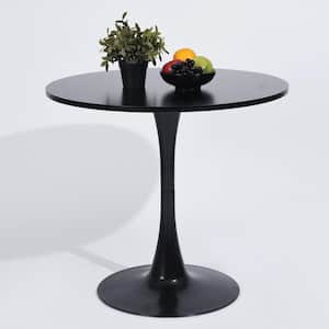 CLIFT 31.5 in Contemporary Black Round Wood Top Column Base Dining Table (Seat 2)