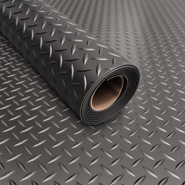 Diamond-Textured 8. 5 ft. W x 20 ft. L Black PVC Garage Flooring Rolls