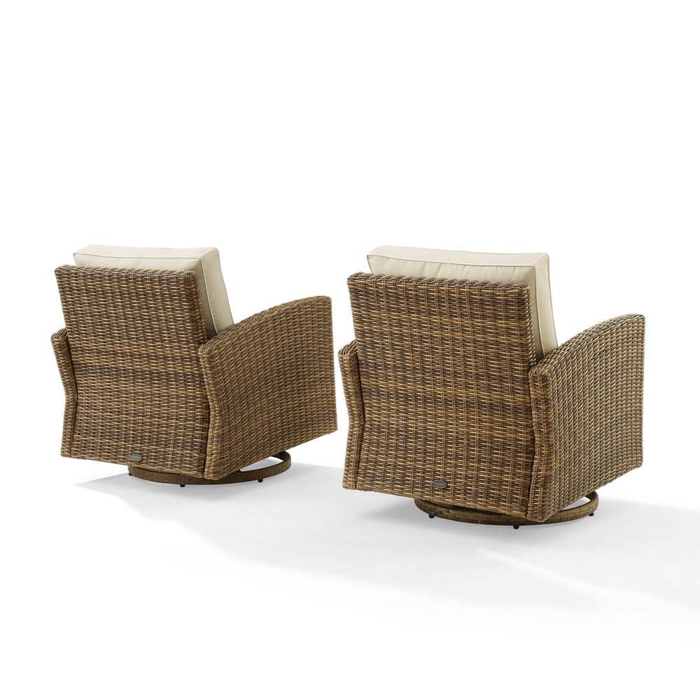 Bradenton Sand Wicker Swivel Rocker Chair with Cushions
