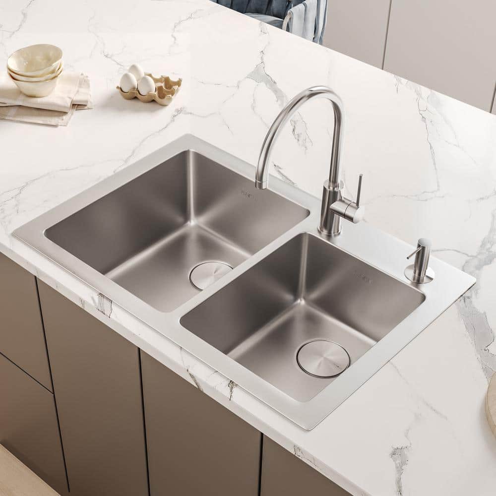 Ruvati 36" Stainless Steel Double Bowl Drop-In Kitchen Sink