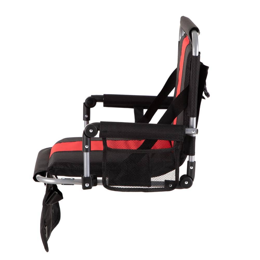 Black and Red Steel Portable Stadium Seat with Armrests