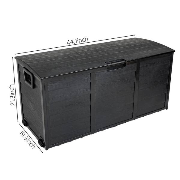 100 gal. Waterproof Black Large Resin Deck Box Outdoor Lockable