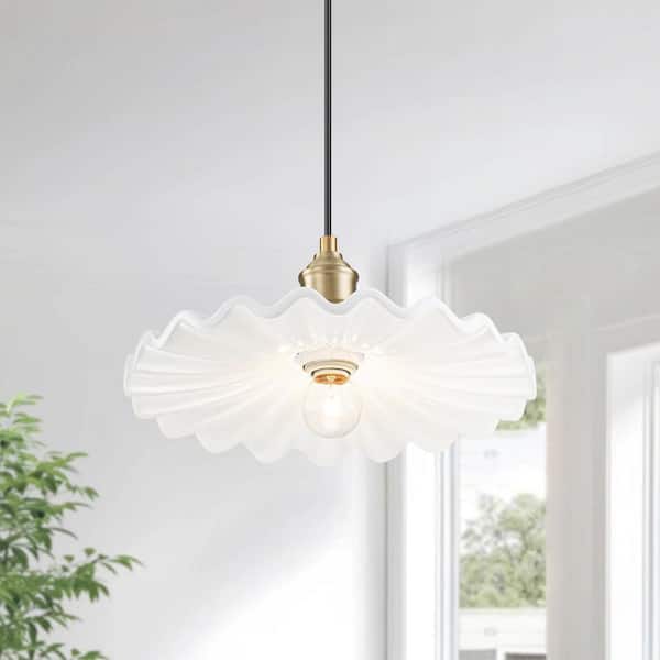 Rennnsan Evryn 11.8 in. 1-Light Brushed Gold Modern Single Pendant