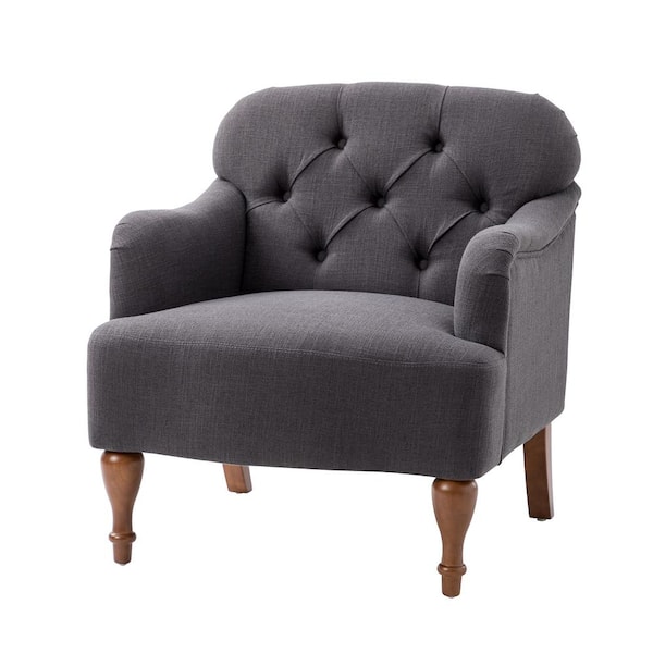 JAYDEN CREATION Sabini Charcoal Armchair with Button-Tufted Back