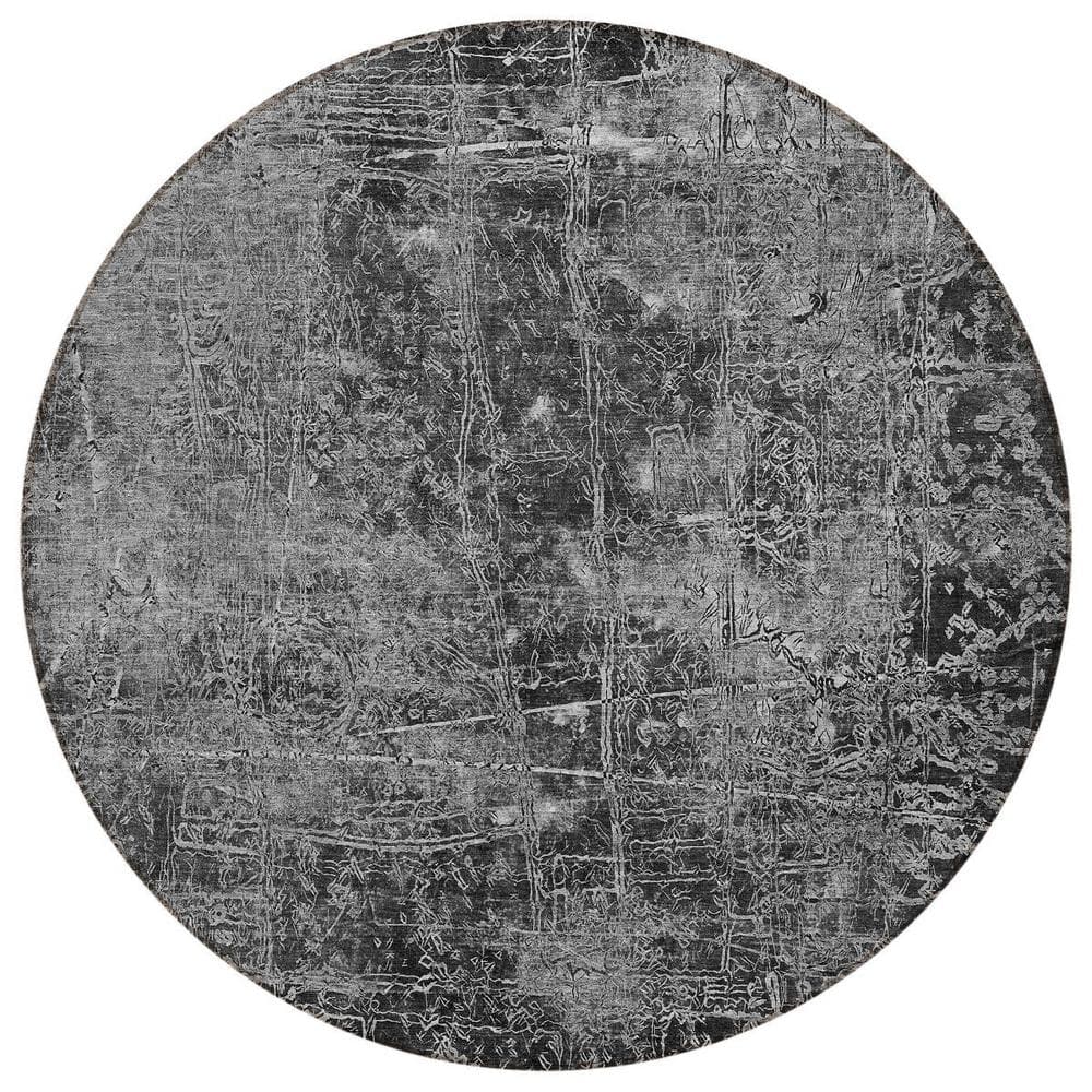 Gray 8 ft. Round Woven Abstract Round Indoor/Outdoor Area Rug price history on PriceWatchPro