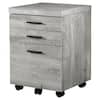 Grey Reclaimed Wood Filing Cabinet on Castors with 3-Drawers HD7401 ...