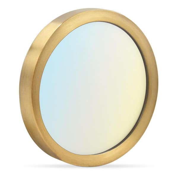 LUXRITE 5 in. Brass Modern Flush Mount Ceiling Light Fixture Selectable LED Integrated 10W 600LM 5CCT 2700K-5000K Dimmable ETL