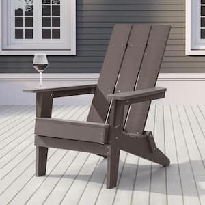 Coffee Folding Adirondack Chair, Waterproof HIPS High Load Capacity Patio Chair with Wide Armrests (1-Piece)