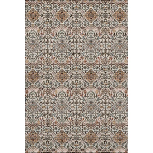 Mayfield Premium Machine Washable Abstract AMF2478 Beige 5 ft. x 7 ft. 6 in. Area Rug