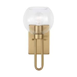 Codyn 1-Light Satin Brass Wall Sconce with Clear Glass Shade