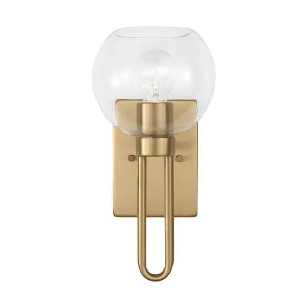 Generation Lighting Codyn 1-Light Satin Brass Wall Sconce with Clear Glass Shade