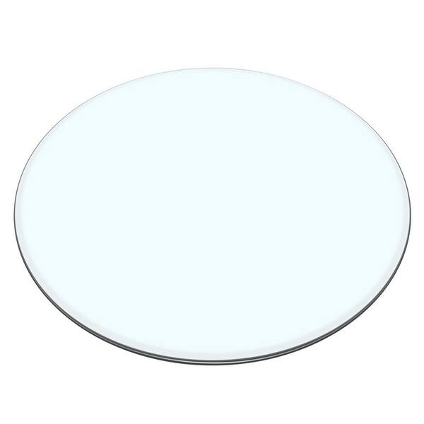 Polibi 24 in. Clear Round Tempered Glass Table Top, 6.6 mm Thickness with Anti-collision Duckbill Edge