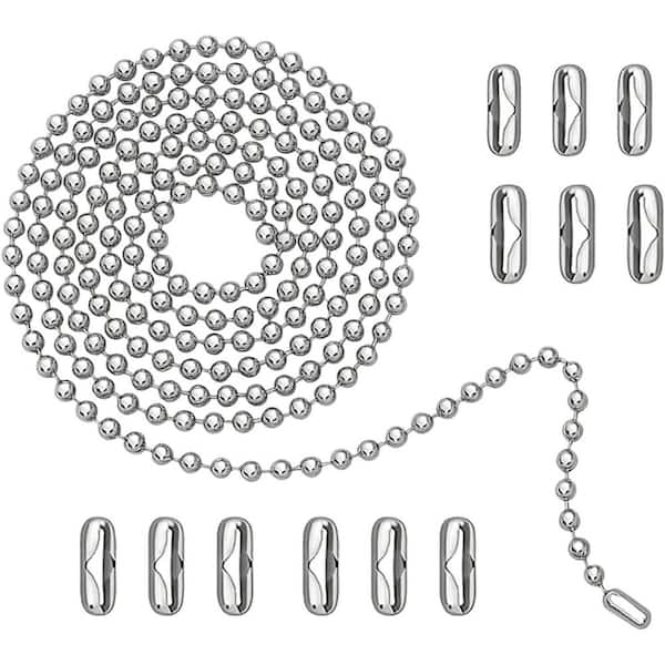 120 Stainless Steel Ceiling Fan Pull Chains with Connector Adjustable Length for Lamps Curtains Dog Tags 12-Pack
