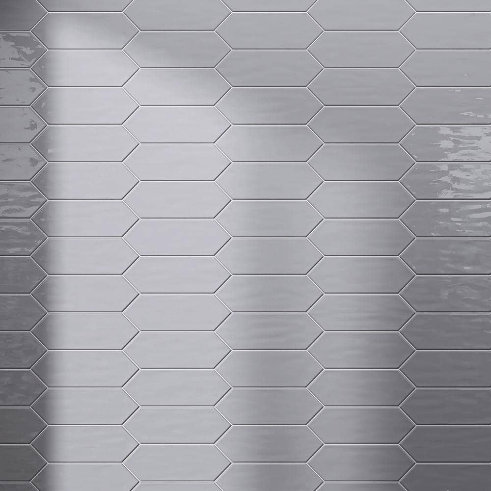 Taylor Gray Polished Ceramic Picket Wall Tile 4x12
