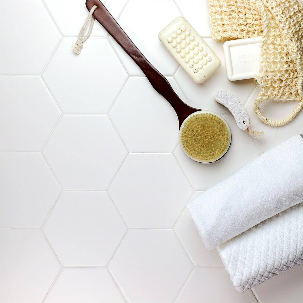 David Matte White Hexagonal Ceramic Wall Tile