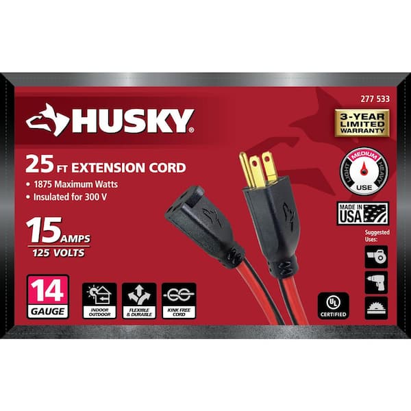 Select Home Depot Stores: 50' Husky 14/3 14 Gauge Lighted Locking Extension  Cord