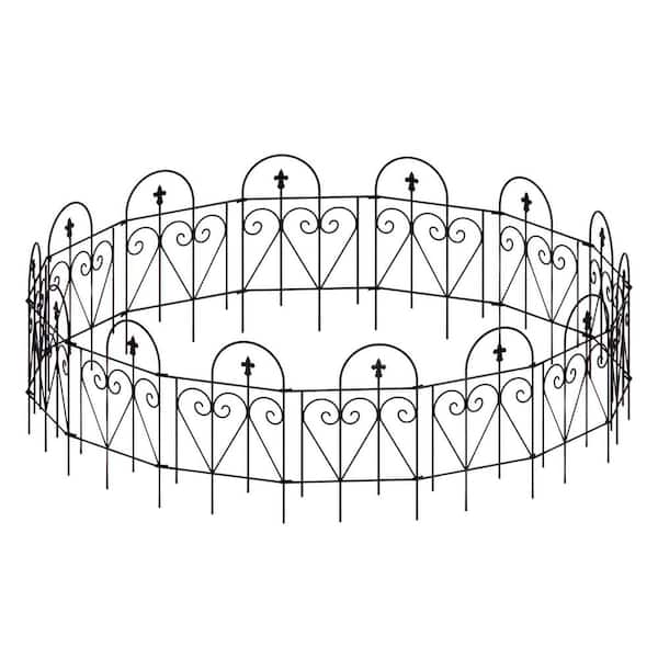 Tunearary 24 in. Outdoor DIY Modular Galvanized Rust-Proof Wire Garden Fence Panel Trellis, Black (14-Pack)