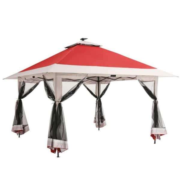 12 ft. x 12 ft. Gazebo Outdoor Pop up Canopy Tent with Curtains and Shelter for Patio