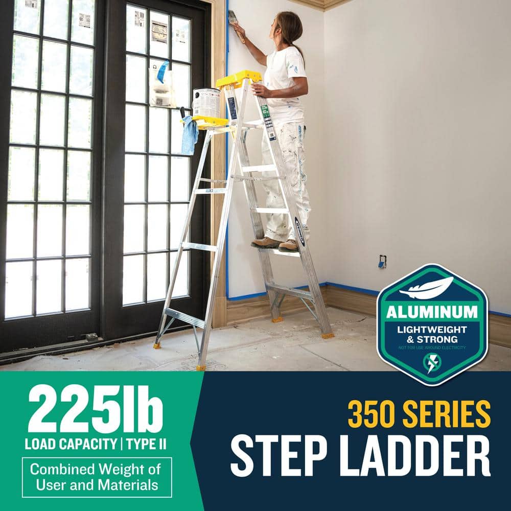 4ft Aluminum Single-Sided Step Ladder with Tool Tray