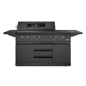 58 in. Newport Collection 8-Burner Propane Gas Grill, Side Griddle, Infrared Rotisserie, Knob LEDs, Matte Black